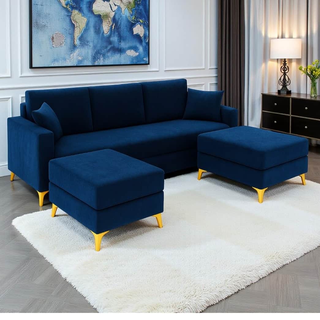 Family Sofa Set with 2 Ottomans - rear_view