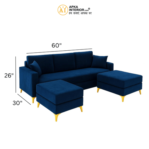 Family Sofa Set with 2 Ottomans