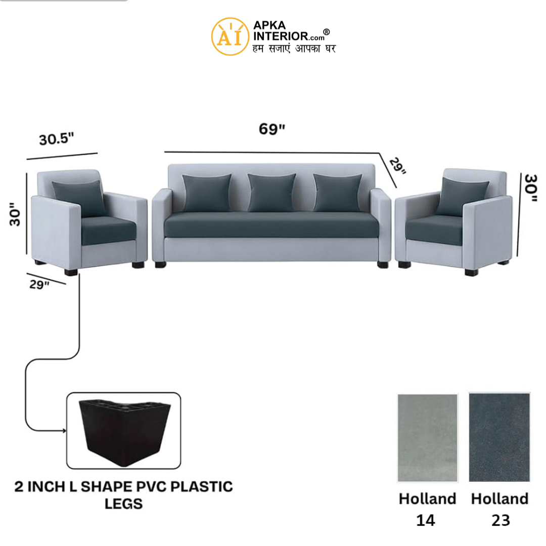 Affordable 5 Seater Velvet Sofa Set - front_view