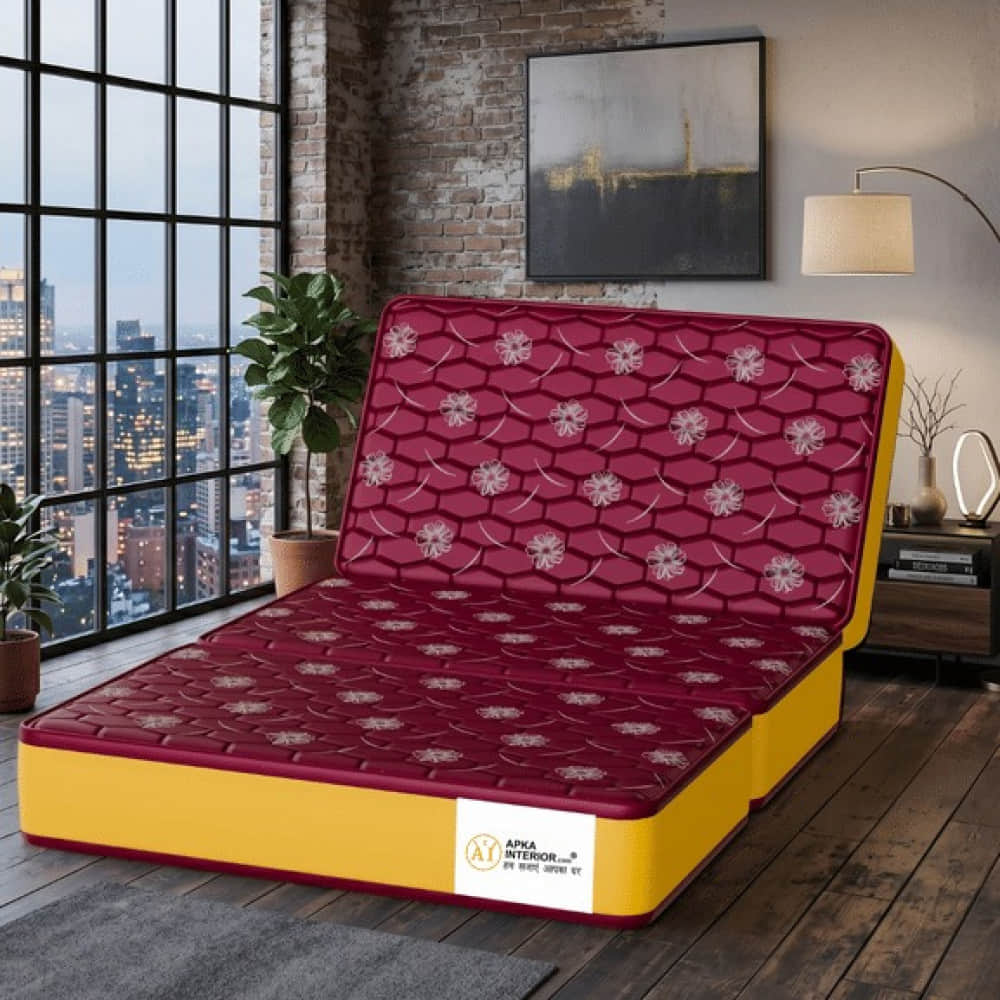Single Size PU Foam 72 x 36 x 4 Inch Mattress (Maroon) - photo