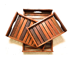N&C Nice Collection Wooden Serving Tray (Brown) - Set of 3 - photo