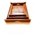 N&C Nice Collection Wooden Serving Tray (Brown) - Set of 3 - front_view