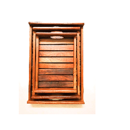 N&C Nice Collection Wooden Serving Tray (Brown) - Set of 3 - top_view