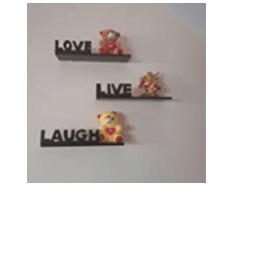 N&C Nice Collection Live Love Laugh Wall Shelf (No of Shelves-3, Black) - rear_view