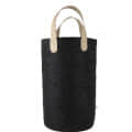 OON Storage Basket/Bin/Box/Organiser Multipurpose Cylindrical with Handle Black Felt - front_view