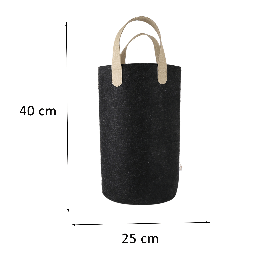 OON Storage Basket/Bin/Box/Organiser Multipurpose Cylindrical with Handle Black Felt - rear_view