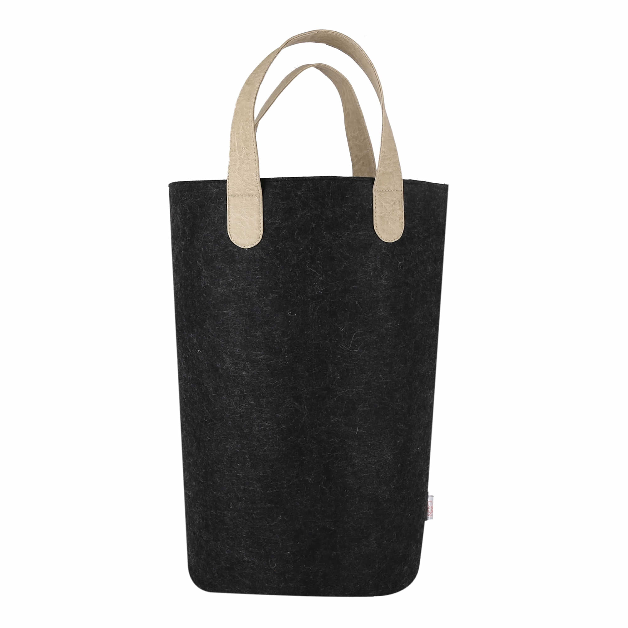 OON Storage Basket/Bin/Box/Organiser Multipurpose Cylindrical with Handle Black Felt - photo