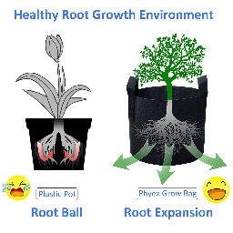 Grow Bags with Strap Handles  8" x 8" Heavy Duty Thickened Nonwoven Fabric Pots Set of 2 - left_view