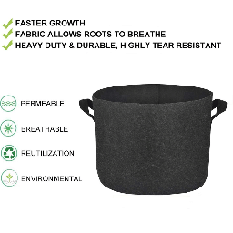 Grow Bags with Strap Handles  8" x 8" Heavy Duty Thickened Nonwoven Fabric Pots Set of 2 - right_view