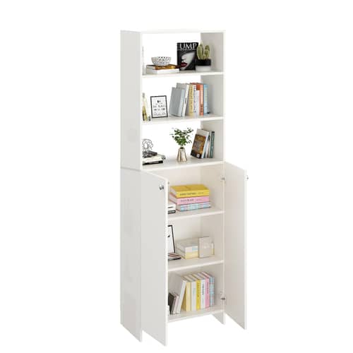 Aplent Engineered Wood Bookshelf with Doors (White)