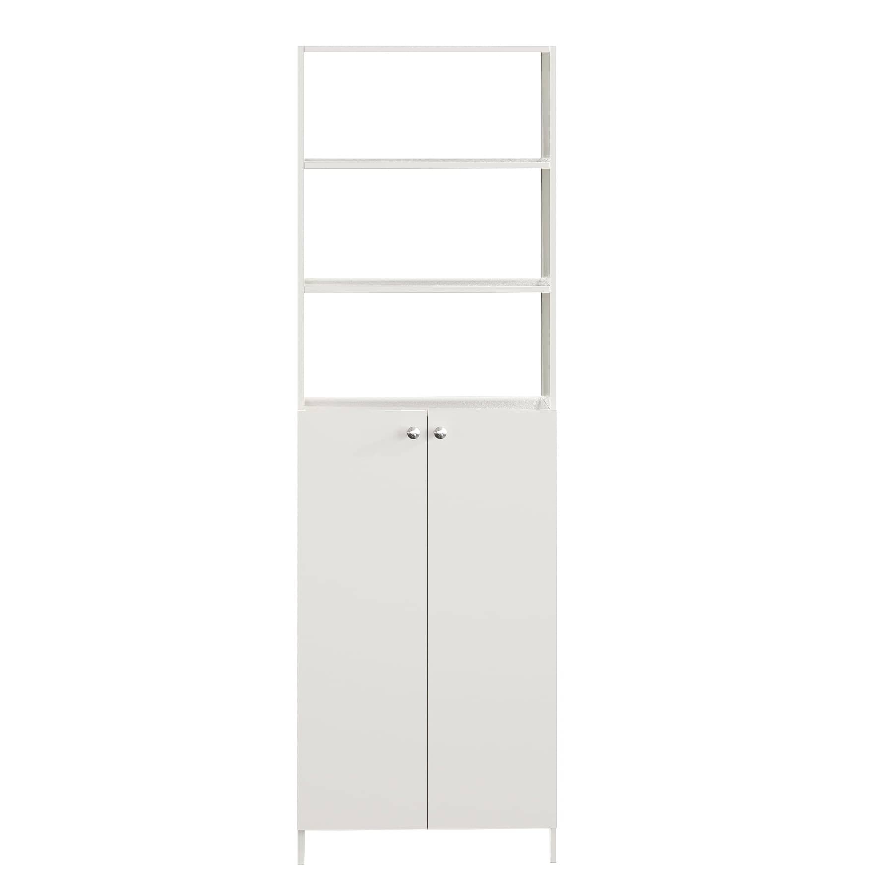 Aplent Engineered Wood Bookshelf with Doors (White)