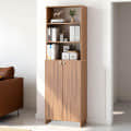 Aplent Engineered Wood Bookshelf with Doors (Exotic Teak) - photo