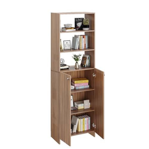 Aplent Engineered Wood Bookshelf with Doors (Exotic Teak)