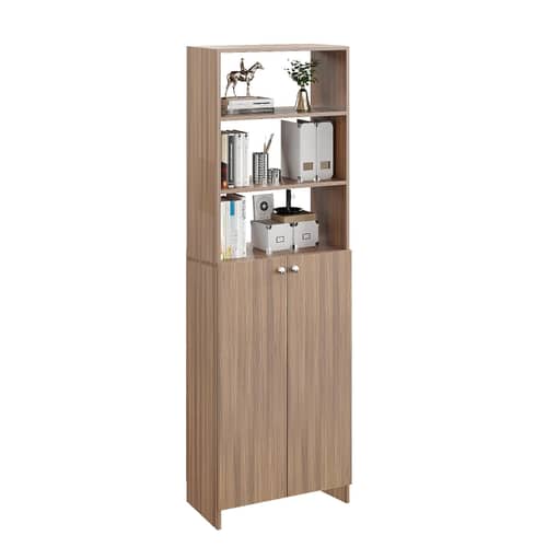 Aplent Engineered Wood Bookshelf with Doors (Exotic Teak)
