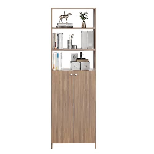 Aplent Engineered Wood Bookshelf with Doors (Exotic Teak)