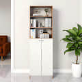 Aplent Engineered Wood Bookshelf with Doors (Exotic Teak & White) - photo