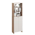 Aplent Engineered Wood Bookshelf with Doors (Exotic Teak & White) - left_view