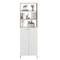 Aplent Engineered Wood Bookshelf with Doors (Exotic Teak & White) - right_view