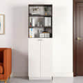 Aplent Engineered Wood Bookshelf with Doors (Wenge & White) - photo