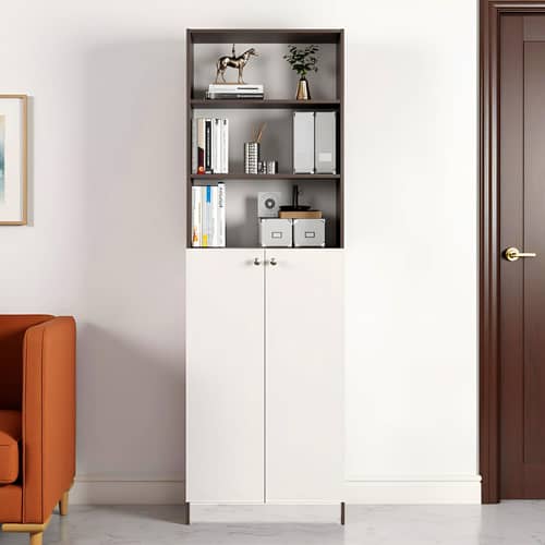 Aplent Engineered Wood Bookshelf with Doors (Wenge & White)