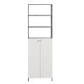 Aplent Engineered Wood Bookshelf with Doors (Wenge & White) - top_view