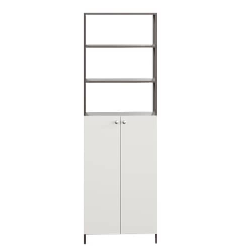 Aplent Engineered Wood Bookshelf with Doors (Wenge & White)