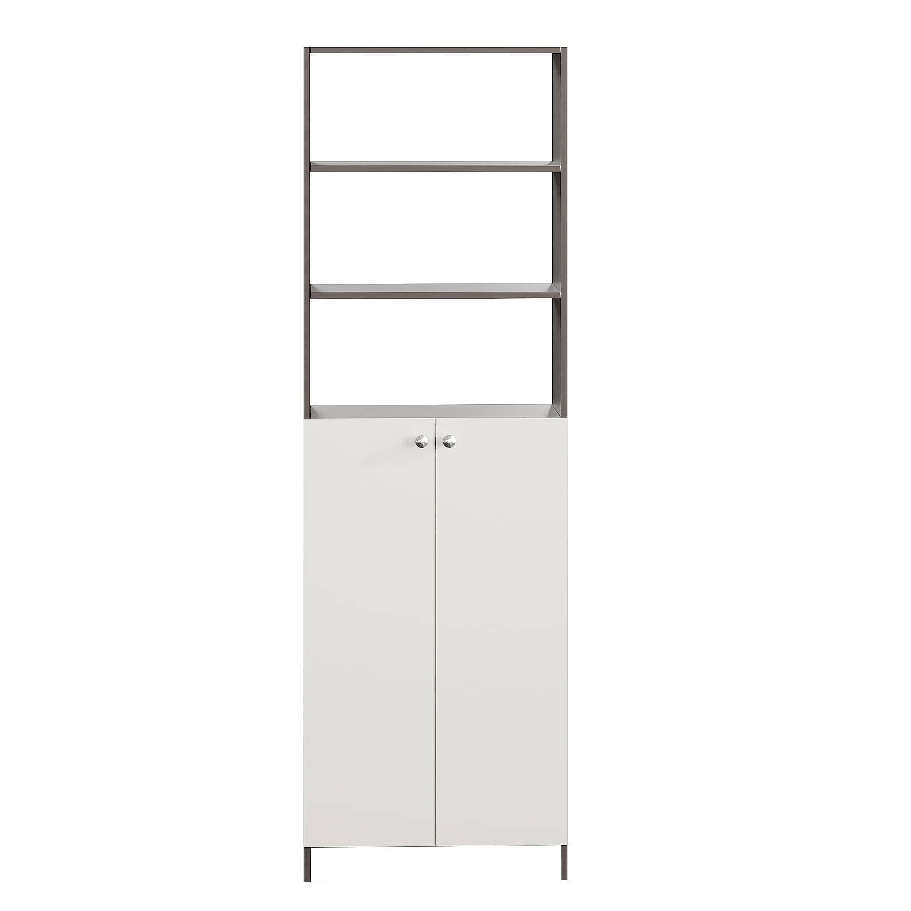 Aplent Engineered Wood Bookshelf with Doors (Wenge & White)