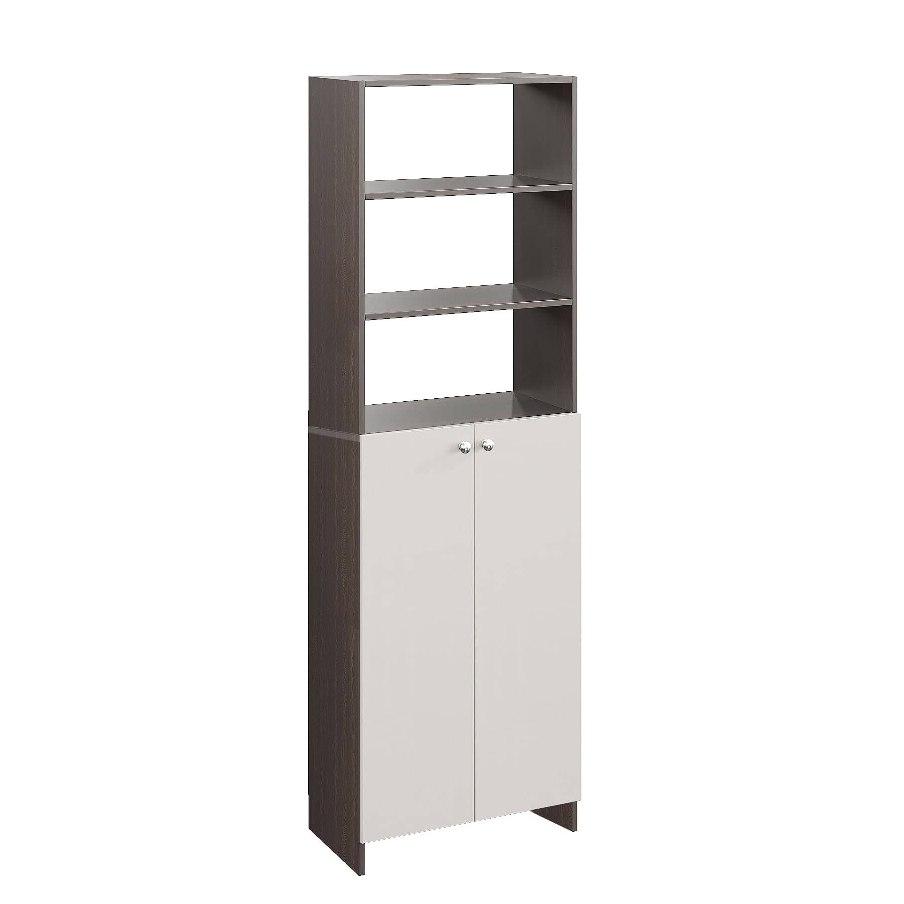Aplent Engineered Wood Bookshelf with Doors (Wenge & White)