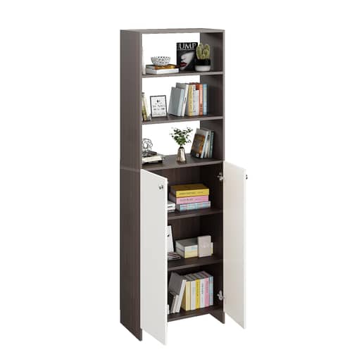 Aplent Engineered Wood Bookshelf with Doors (Wenge & White)
