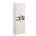 Vault Tall Wooden Bookshelf with 2-Door Cabinet & 3 Open Shelves (White) - left_view