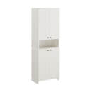 Vault Tall Wooden Bookshelf with 2-Door Cabinet & 3 Open Shelves (White) - right_view