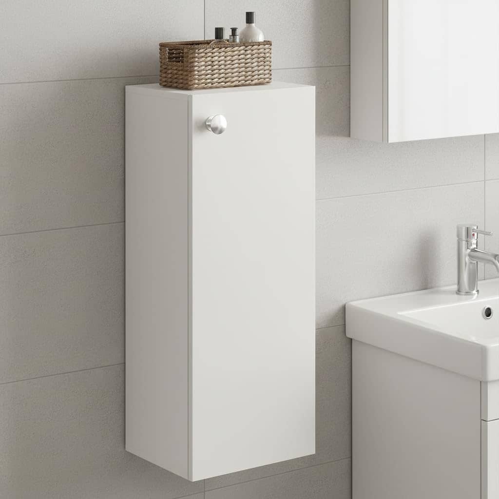 Marbin Modern Engineered Wood Bathroom Storage Cabinet with Door (White)