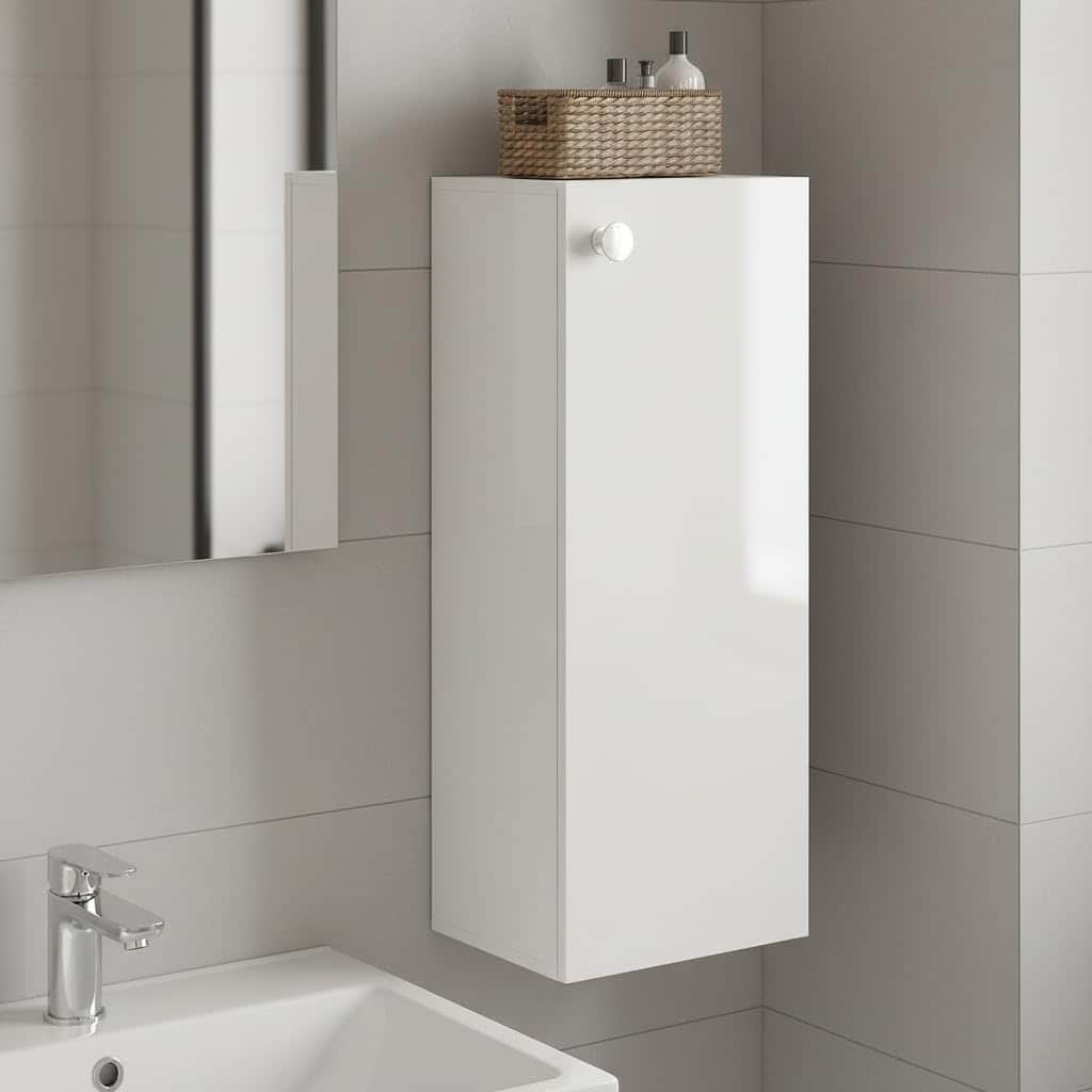 Marbin Modern Engineered Wood Bathroom Storage Cabinet with Door (White) - front_view