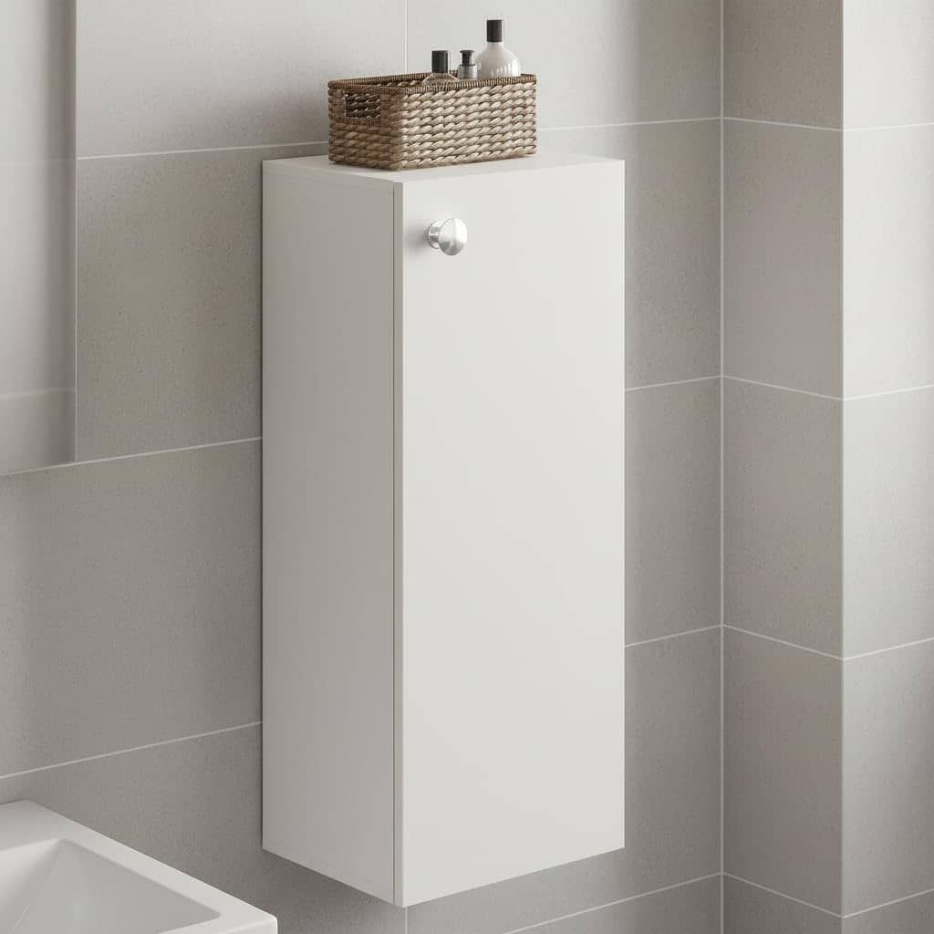 Marbin Modern Engineered Wood Bathroom Storage Cabinet with Door (White)