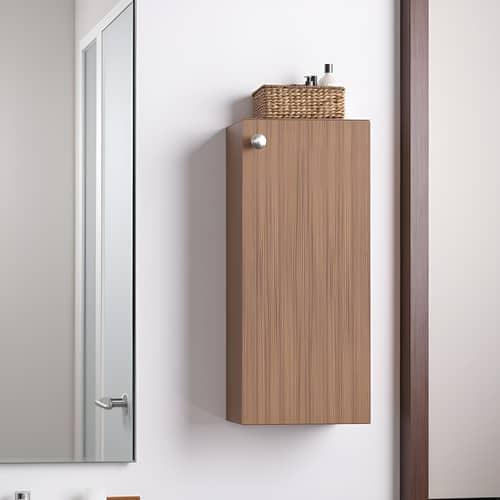 Marbin Modern Engineered Wood Bathroom Storage Cabinet with Door (Exotic Teak)