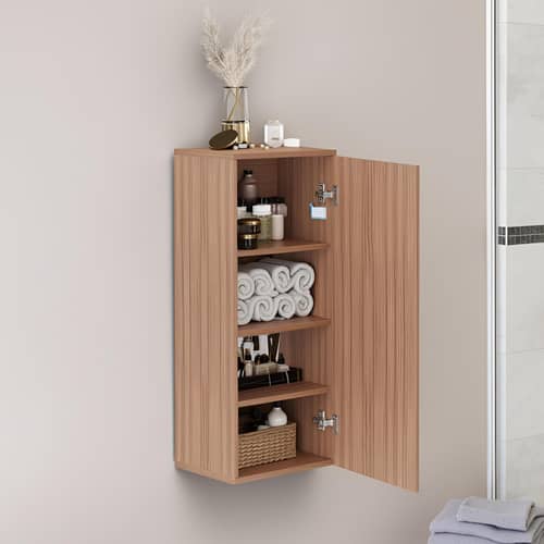 Marbin Modern Engineered Wood Bathroom Storage Cabinet with Door (Exotic Teak)