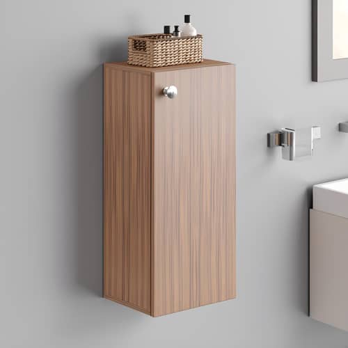 Marbin Modern Engineered Wood Bathroom Storage Cabinet with Door (Exotic Teak)