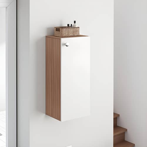 Marbin Modern Engineered Wood Bathroom Storage Cabinet with Door (Exotic Teak & White)