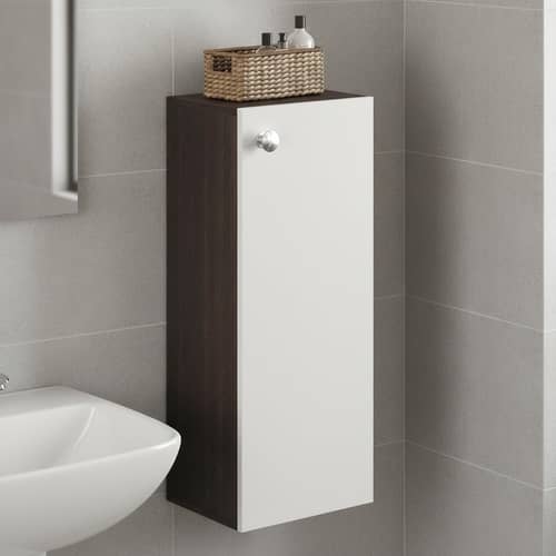 Marbin Modern Engineered Wood Bathroom Storage Cabinet with Door (Wenge & White)