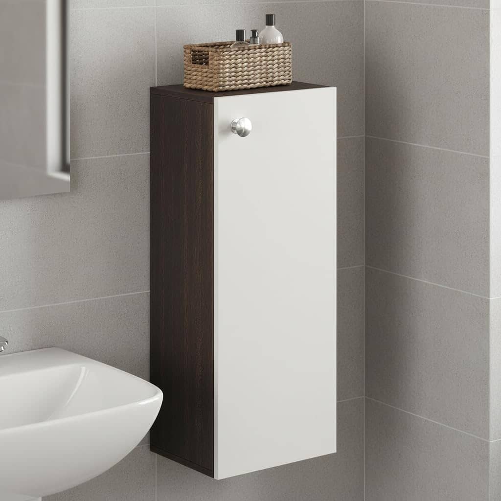 Marbin Modern Engineered Wood Bathroom Storage Cabinet with Door (Wenge & White)