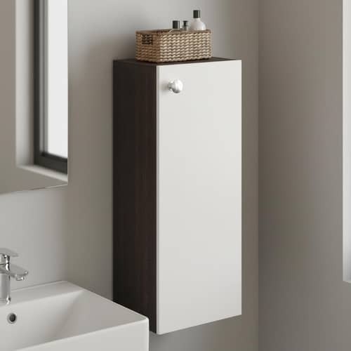 Marbin Modern Engineered Wood Bathroom Storage Cabinet with Door (Wenge & White)