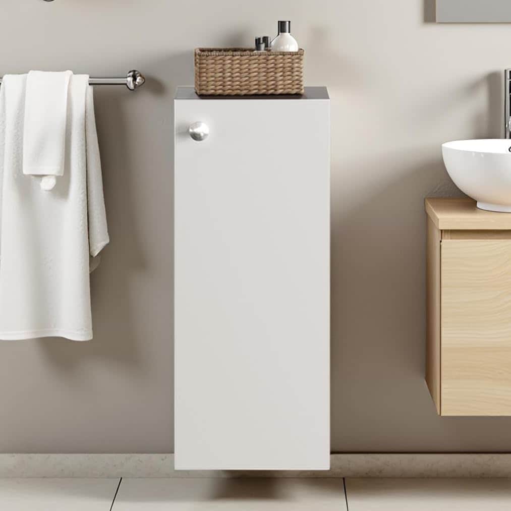 Marbin Modern Engineered Wood Bathroom Storage Cabinet with Door (Wenge & White) - right_view