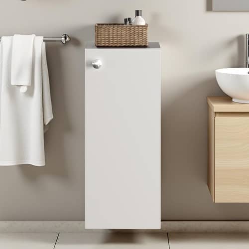 Marbin Modern Engineered Wood Bathroom Storage Cabinet with Door (Wenge & White)