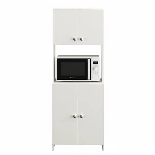Geepex Engineered Wood Kitchen Storage Cabinet for Microwave with Closed Storage (White)