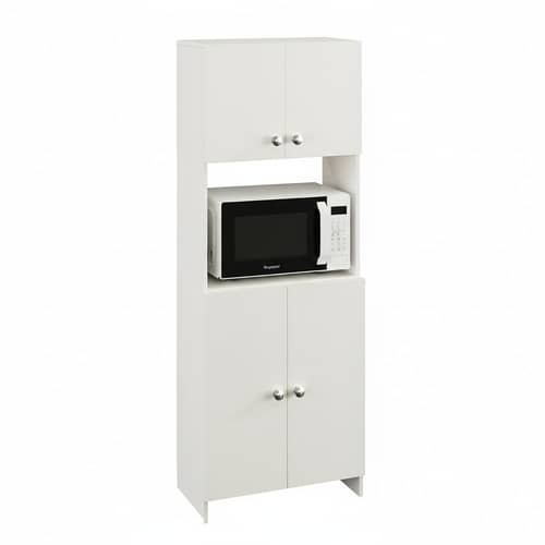 Geepex Engineered Wood Kitchen Storage Cabinet for Microwave with Closed Storage (White)