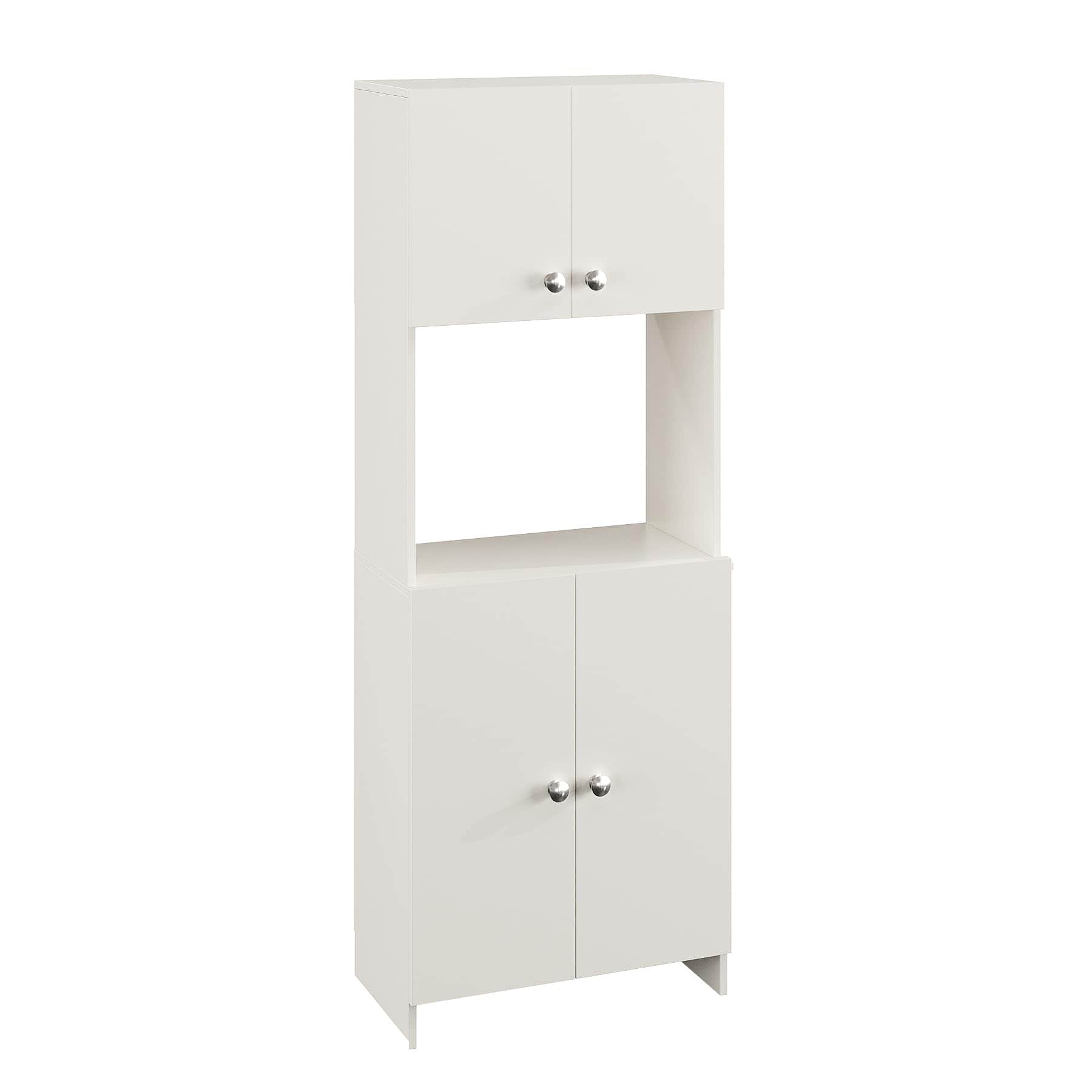 Geepex Engineered Wood Kitchen Storage Cabinet for Microwave with Closed Storage (White) - right_view