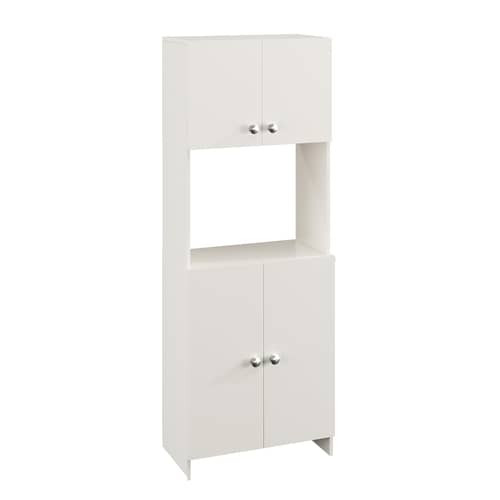 Geepex Engineered Wood Kitchen Storage Cabinet for Microwave with Closed Storage (White)