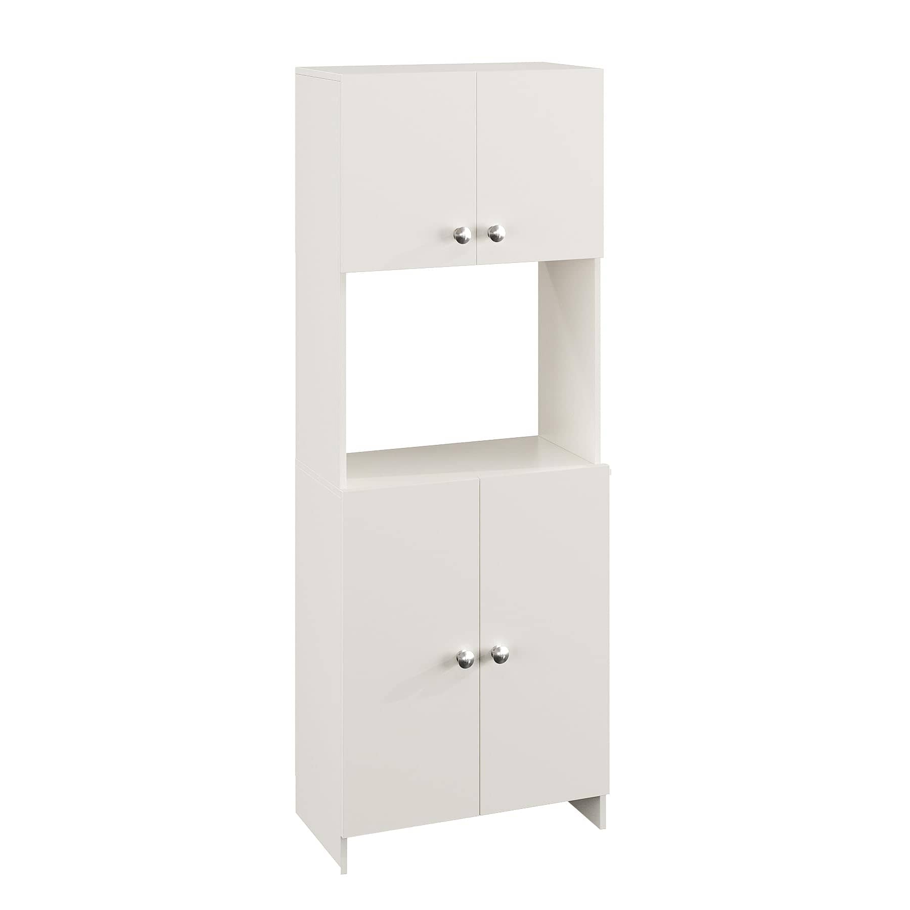 Geepex Engineered Wood Kitchen Storage Cabinet for Microwave with Closed Storage (White)