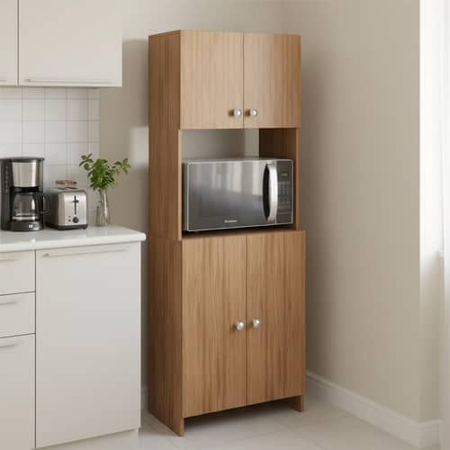 Geepex Engineered Wood Kitchen Storage Cabinet for Microwave with Closed Storage (Exotic Teak)