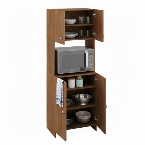 Geepex Engineered Wood Kitchen Storage Cabinet for Microwave with Closed Storage (Exotic Teak)